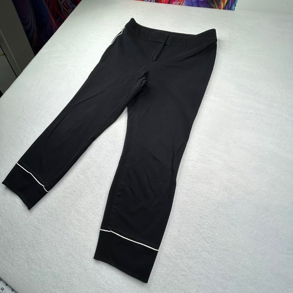 Alfani Women's Black Ankle Pants Trousers with Contrast White Piping Size 10 - Picture 3 of 13